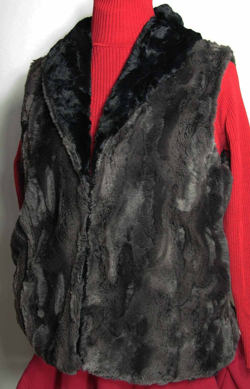Faux Fur Vest in Espresso and Black
